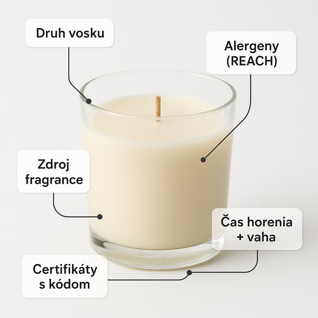 Mână ținând o lumânare și comparând spatele etichetei cu codul de certificare RSPO față de o lumânare cu un logo eco gol, fără număr