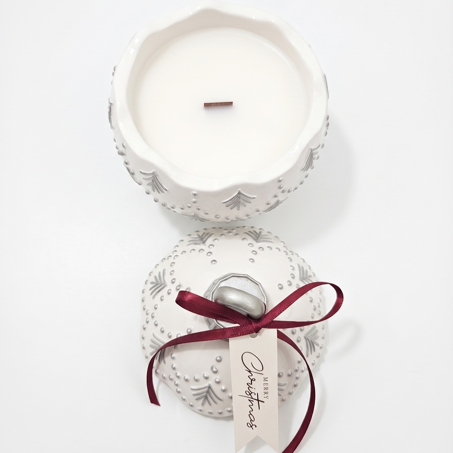 Lumânare Christmas Bauble Enchanted MINI - Albă / Argintie / Magie de Iarnă / MINI