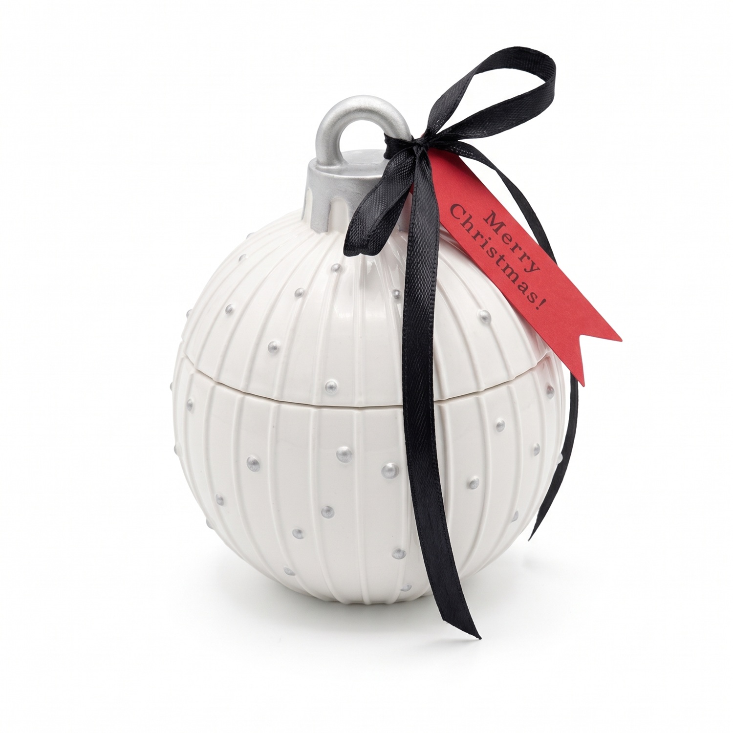 Lumânare Christmas Bauble Charming - Alb / Auriu / Magie de Iarnă