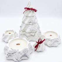 Lumânare Christmas Tree - Alb / Argintiu / Magie de iarnă, Turtă dulce, Prăjituri de Crăciun