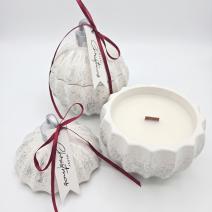 Lumânare Christmas Bauble Glitter - Alb / Argintiu / Magia Iernii