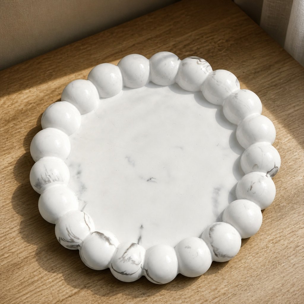 Tavă de design Perla - Alb / Argintiu