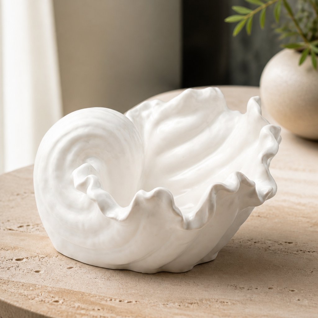 Bol decorativ design Scoică - Alb