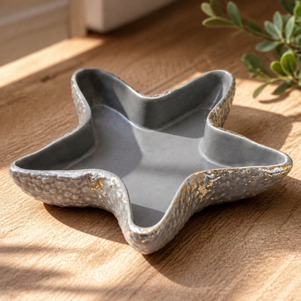 Bol decorativ Stea de mare - Gri / Auriu